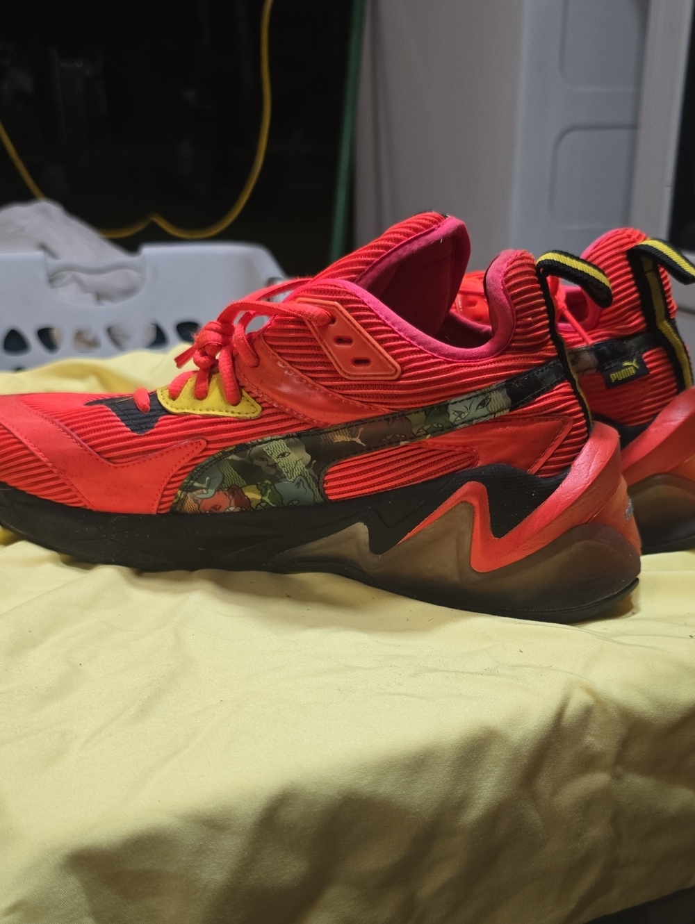 Puma Kids Red and Black Sneakers with Camo Formstrip